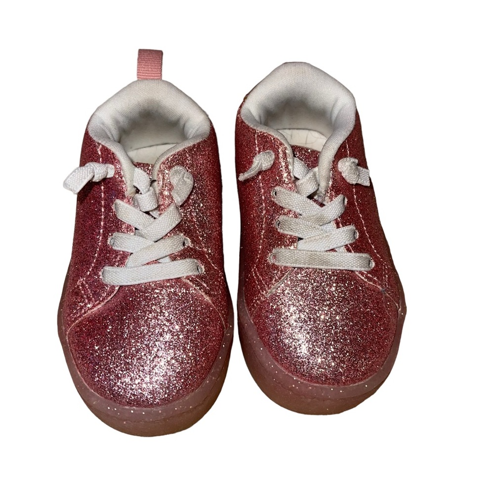Carters Girls Sparkle Sneakers Pink Size 4M Pre-Loved Slip On Sneakers